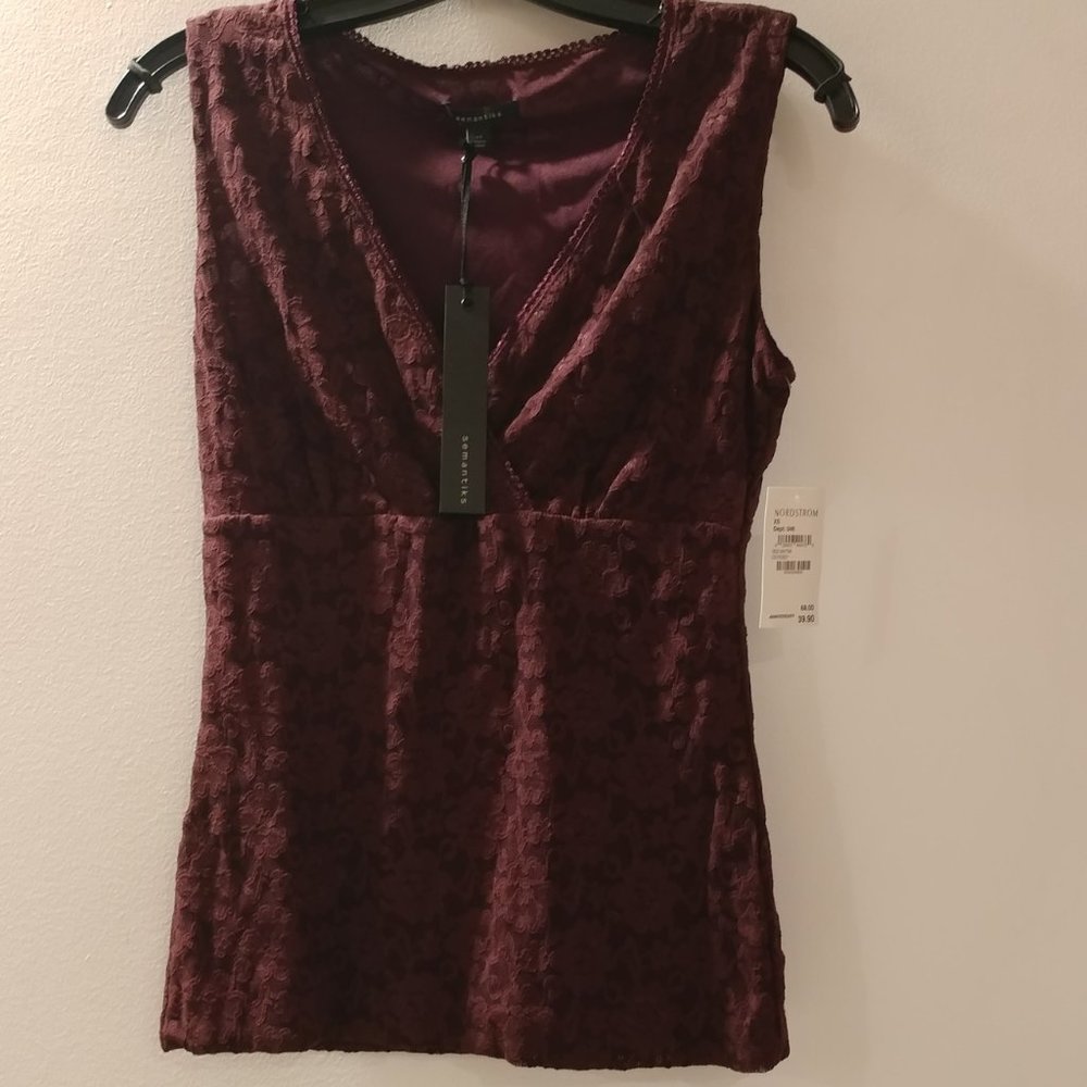Semantiks brand burgundy lace tank top XS